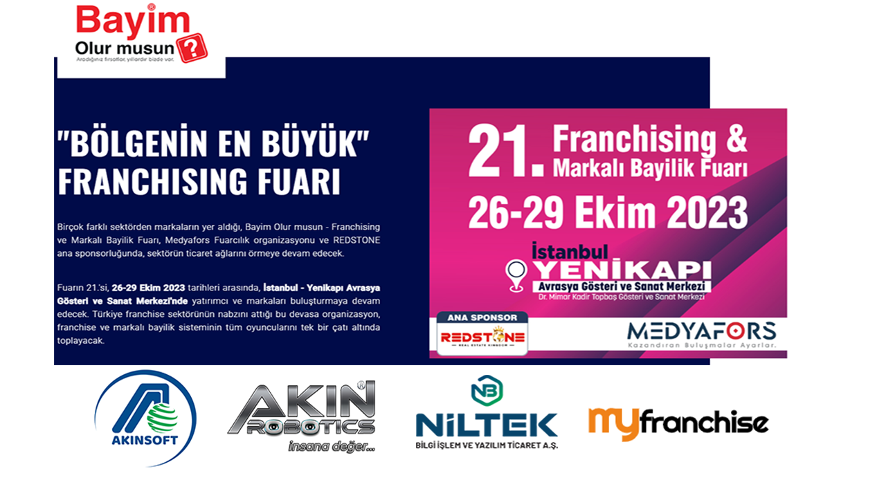 26-29 Ekim 2023 Tarihinde 21. Franchising Fuarı'ndayız!